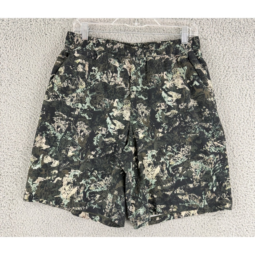 Lululemon Pace Breaker Shorts Men L Green Camo 9 Inch Lined Running Gym Training